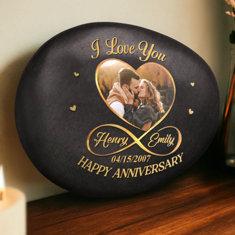Custom Photo Printed Rock - Personalized Anniversary Wedding Gifts For Husband And Wife, Him And Her - Together For A Lifetime