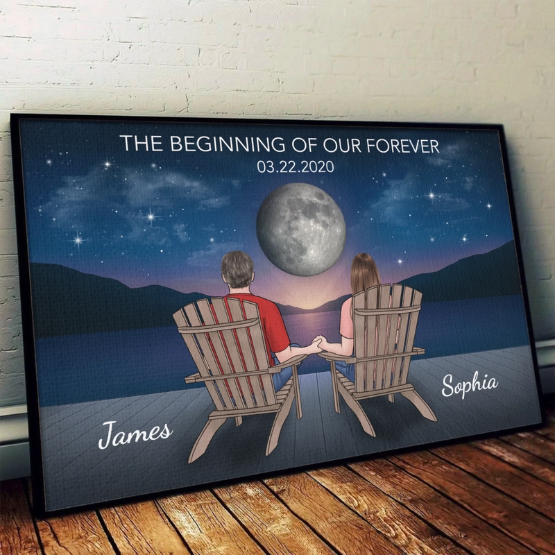 Custom Horizontal Poster - Personalized Anniversary Wedding Gifts For Husband And Wife, Him And Her - The Beginning Of Our Forever