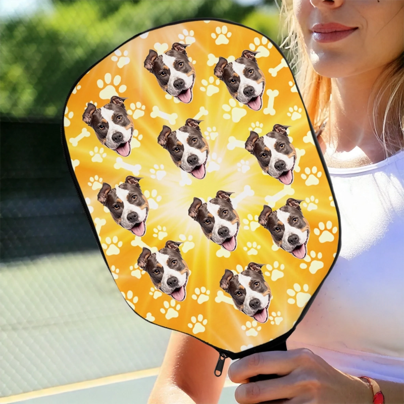 Custom Photo Pickleball Paddle Cover - Personalized Birthday Gifts For Dog Cat Lovers, Dog Dad And Mom, Cat Owners - Full Speed, Full Tail