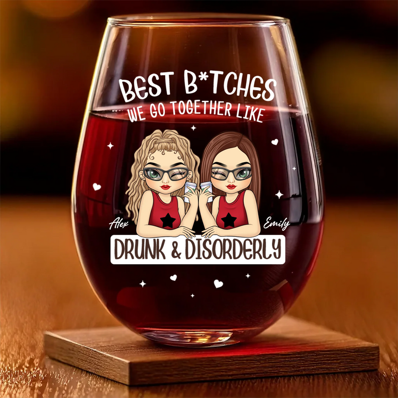 Custom Wine Glass - Personalized Best Friend Birthday Gifts For Women - Friends Don’t Let Friends Drink Alone
