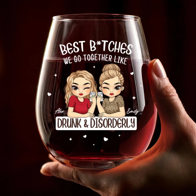 Custom Wine Glass - Personalized Best Friend Birthday Gifts For Women - Friends Don’t Let Friends Drink Alone
