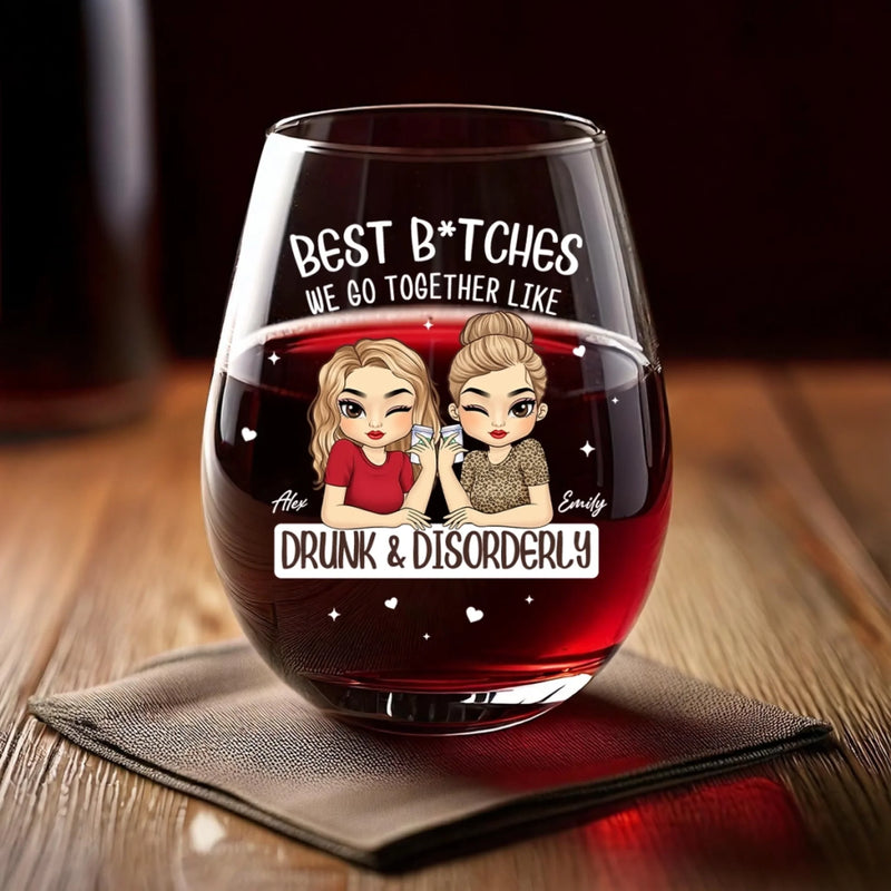 Custom Wine Glass - Personalized Best Friend Birthday Gifts For Women - Friends Don’t Let Friends Drink Alone