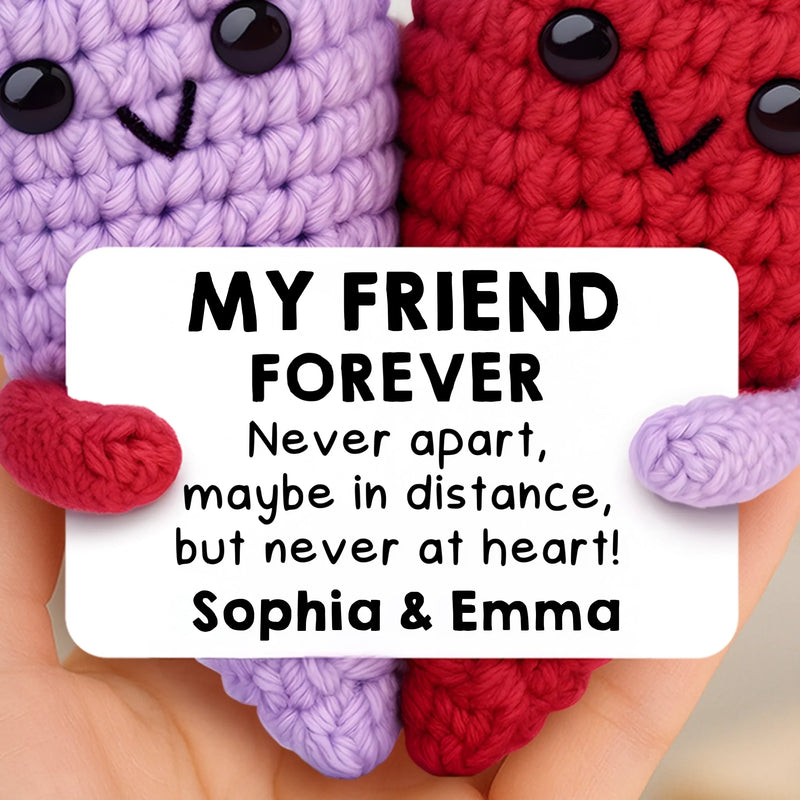 Custom Crochet Heart Plush - Personalized Best Friend Birthday Gifts For Women - Friendship Served With Smiles