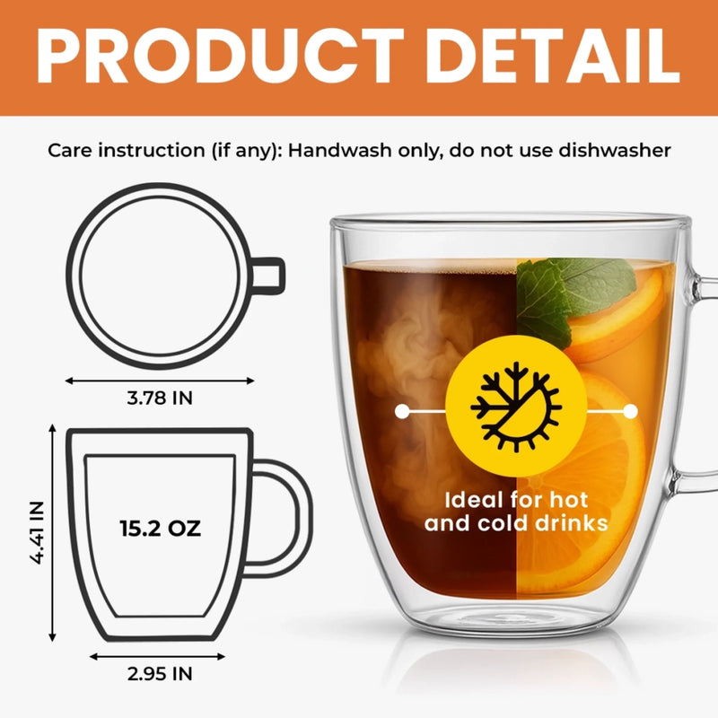 Custom Double Wall Glass Mug - Personalized Garden Gifts For Gardeners - Full Of Plant Power