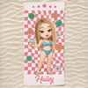 Custom Beach Towel - Personalized Summer Vacation And Travel Gifts For Women - Tropical Vibes All Day