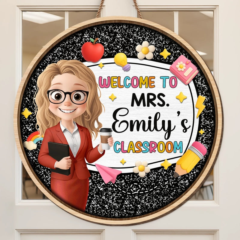 Custom Wood Sign - Personalized Back To School Gifts For Teachers - Step Inside For Classroom Adventures