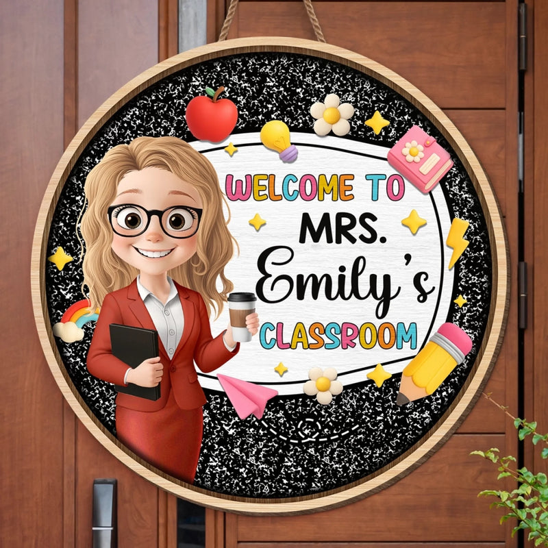 Custom Wood Sign - Personalized Back To School Gifts For Teachers - Step Inside For Classroom Adventures