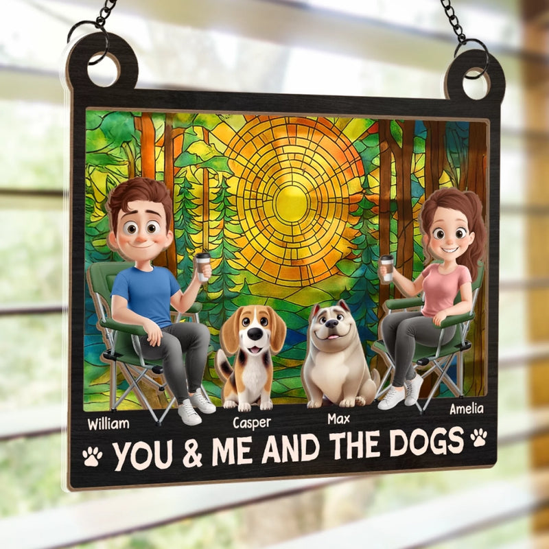 Custom Window Hanging Suncatcher Ornament - Personalized Anniversary Wedding Gifts For Husband And Wife, Dog Dad And Mom - Together With Our Pack