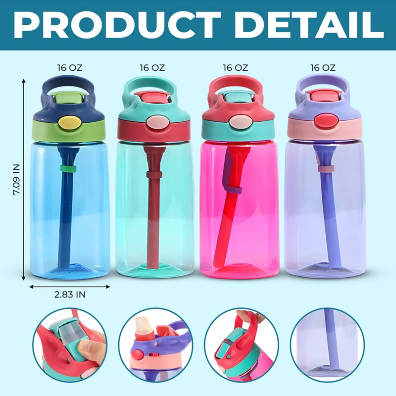 Custom 16oz Plastic Kids Water Bottle - Personalized Back To School Gifts For Kids - Sip Safari Adventures Daily