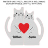 Custom Cat Shaped Wooden Art Puzzle - Personalized Anniversary Wedding Gifts For Husband And Wife, Him And Her - You’re The Purr To My Meow