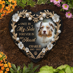 Custom Photo You Left Paw Prints On My Heart - Memorial Personalized Custom Heart Shaped Memorial Stone - Sympathy Gift For Dog Lovers