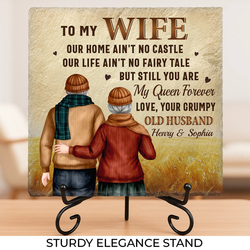 Together Is A Wonderful Place To Be - Couple Personalized Custom Square Shaped Stone With Stand - Gift For Husband Wife, Anniversary
