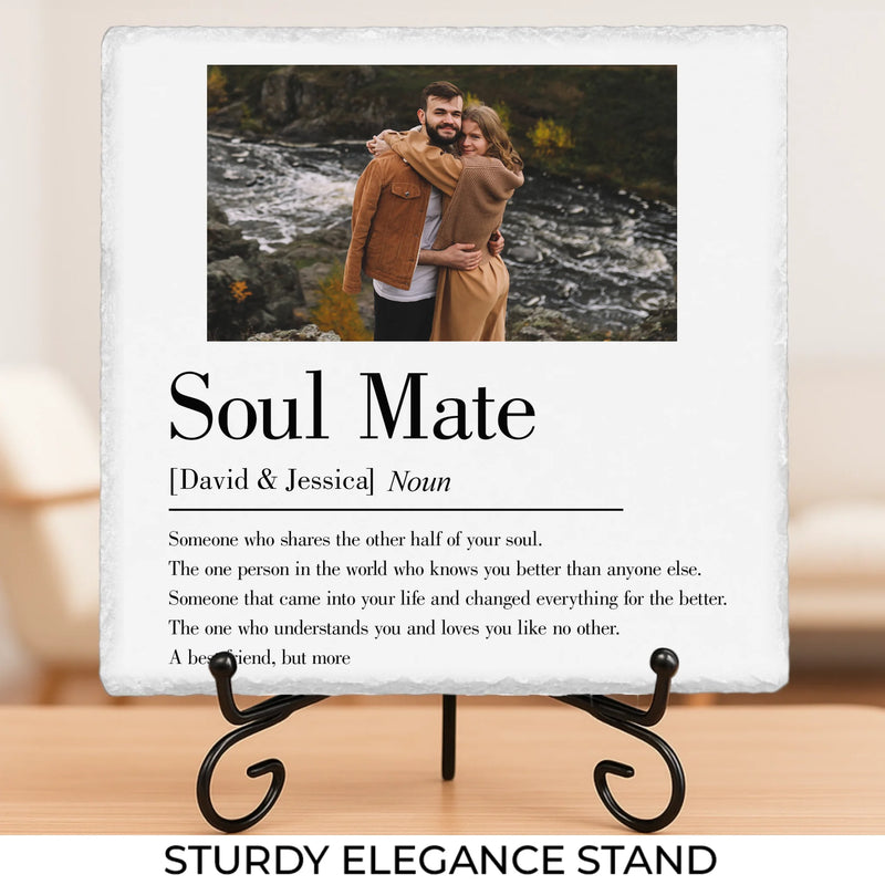 Custom Photo Forever Starts Here - Couple Personalized Custom Square Shaped Stone With Stand - Gift For Husband Wife, Anniversary