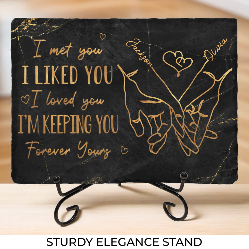 I Love You, Forever Yours - Couple Personalized Custom Rectangle Shaped Stone With Stand - Gift For Husband Wife, Anniversary