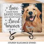 Custom Photo A Heartbeat At My Feet - Memorial Personalized Custom Rectangle Shaped Stone With Stand - Sympathy Gift For Dog Lovers