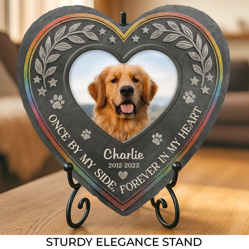 Custom Photo Heart Shaped Memorial Stone - Personalized Pet Memorial Gifts For Dogs, Cats - Heart Full Of Memories