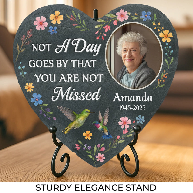 Custom Photo Heart Shaped Memorial Stone - Personalized Memorial Sympathy Gifts For Loss Of Mom, Dad - Always Near, Always Dear