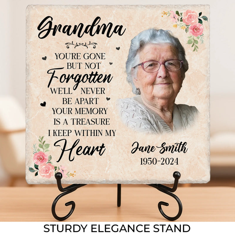 Custom Photo You're Gone But Not Forgotten - Memorial Personalized Custom Square Shaped Memorial Stone - Sympathy Gift For Family Members