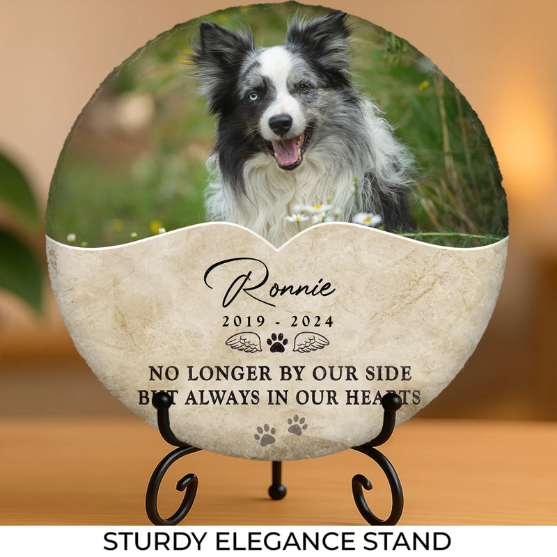 Custom Photo Your Paw Prints Are Forever Etched On My Soul - Memorial Personalized Custom Round Shaped Stone With Stand - Sympathy Gift For Pet Owners, Pet Lovers