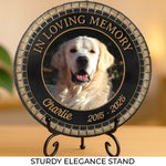 Custom Photo In Loving Memory Of A Faithful Friend - Memorial Personalized Custom Round Shaped Stone With Stand - Sympathy Gift For Dog Lovers, Pet Owners