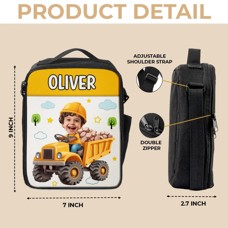Custom Photo Kids Lunch Bag - Personalized Back To School Gifts For Kids - Future Engineer At Lunch