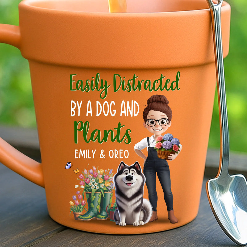Custom Plant Pot Ceramic Mug - Personalized Garden Gifts For Gardeners, Dog Lovers, Dog Dad And Mom - Happiness In Paws And Petals - Flower Pot Mug