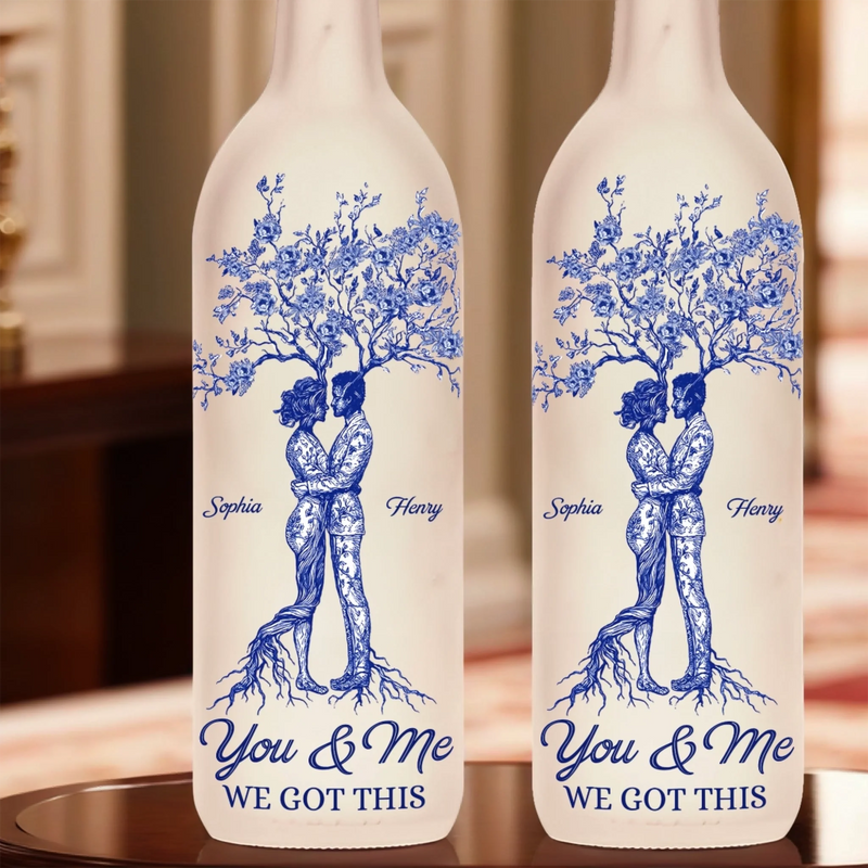 Custom Bottle Lamp - Personalized Anniversary Wedding Gifts For Husband And Wife, Him And Her - Roots Of Love Run Deep