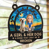 A Girl And Her Dog, A Love Story Written In Paw Prints - Dog Personalized Window Hanging Suncatcher - Gift For Pet Owners, Pet Lovers