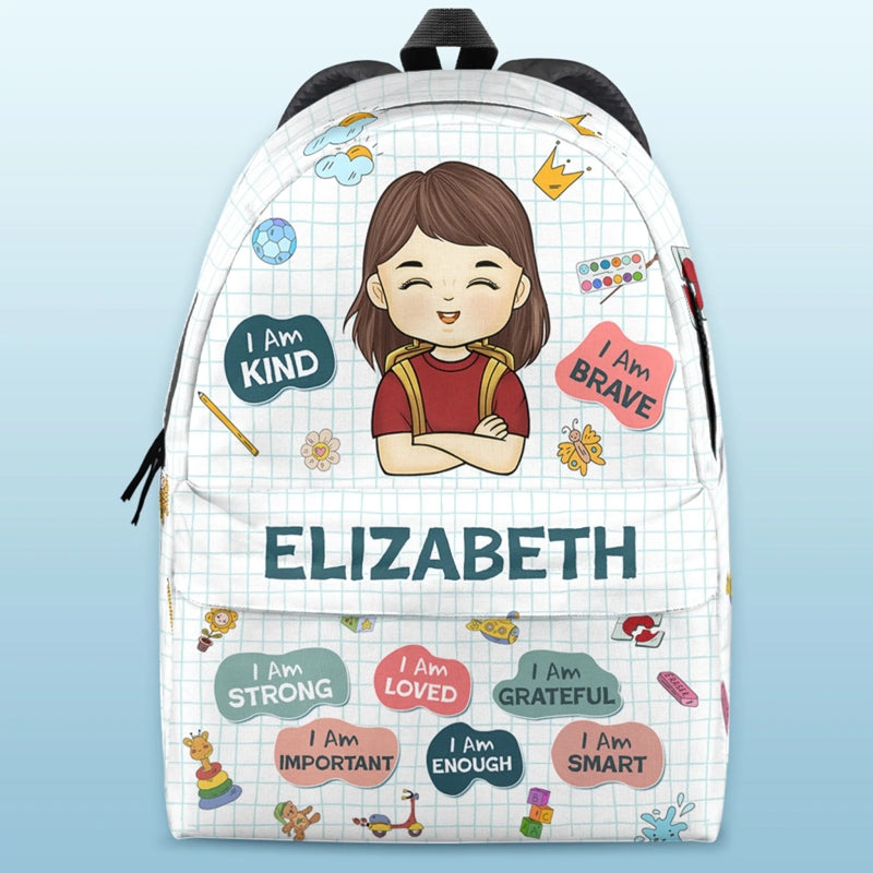 Custom Kids Backpack, Water Bottle, Lunch Bag - Personalized Back To School Gifts For Kids - I Am Kind, I Am Grateful
