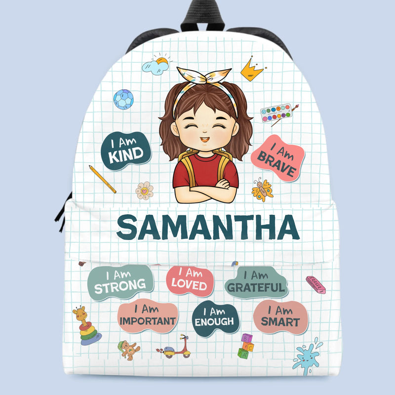 Custom Kids Backpack, Water Bottle, Lunch Bag - Personalized Back To School Gifts For Kids - I Am Kind, I Am Grateful