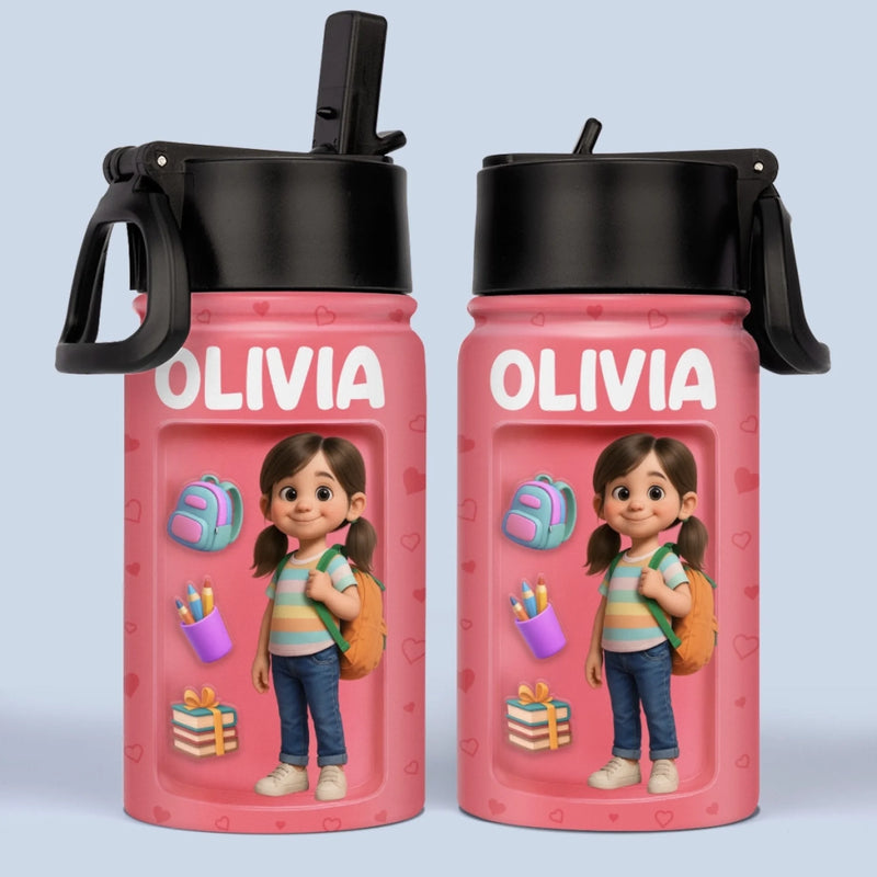 Custom Photo Kids Backpack, Water Bottle, Lunch Bag - Personalized Back To School Gifts For Kids - Hydrate For Learning And Play