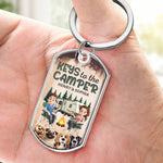 Custom Keychain - Personalized Birthday Camping Gifts For Couple, Dog Lovers, Campers - Camper Vibes Only