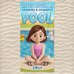 Custom Beach Towel - Personalized Summer Vacation And Travel Gifts For Kids, Grandma, Grandpa - Sunny Days, Happy Waves