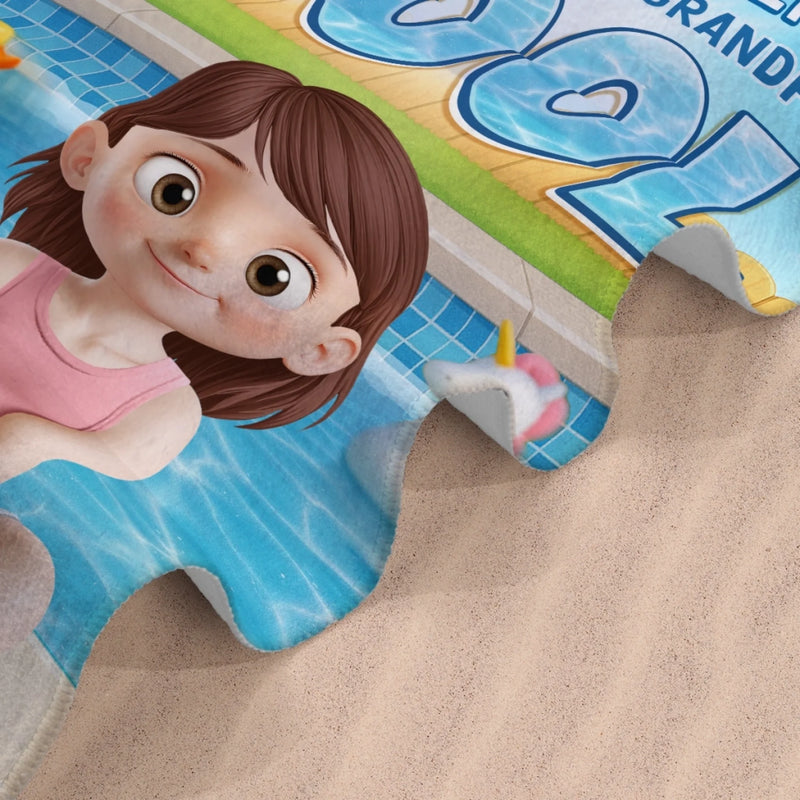 Custom Beach Towel - Personalized Summer Vacation And Travel Gifts For Kids, Grandma, Grandpa - Sunny Days, Happy Waves