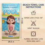 Custom Beach Towel - Personalized Summer Vacation And Travel Gifts For Kids, Grandma, Grandpa - Sunny Days, Happy Waves