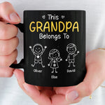 Custom Black Mug - Personalized Birthday Gifts For Grandpa - Grandkids Make Life Grand