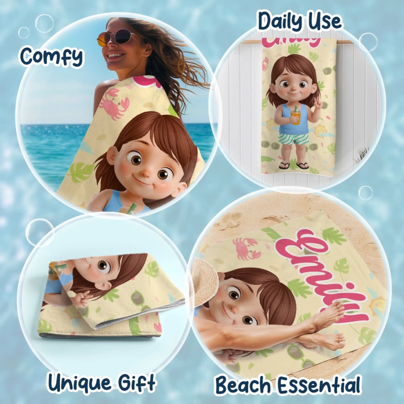 Custom Beach Towel - Personalized Summer Vacation And Travel Gifts For Family, Kids - Summer Splash Vibes Only