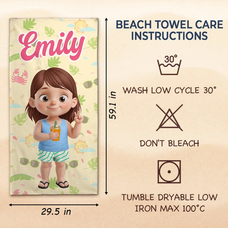 Custom Beach Towel - Personalized Summer Vacation And Travel Gifts For Family, Kids - Summer Splash Vibes Only