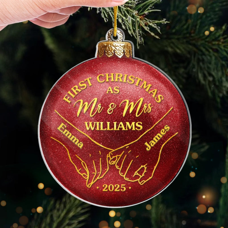 Custom Acrylic Ornament - Personalized Anniversary Christmas Wedding Gifts For Husband And Wife, Him And Her - First Christmas, Forever To Go