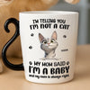 Custom 12oz Cat Handle Ceramic Mug - Personalized Birthday Gifts For Cat Lovers, Cat Mom And Dad - World’s Tiniest Fur Baby