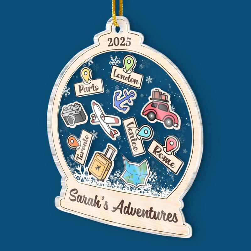 My Memorable And Fun Trips - Travel Personalized Custom Ornament - Acrylic Custom Shaped - Christmas Gift For Family Members, Gift For Adventure Travel Lovers