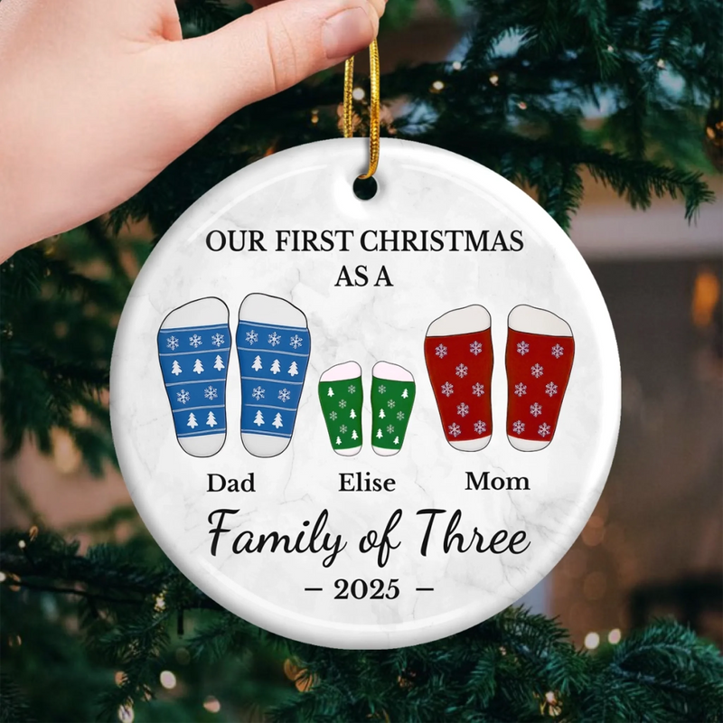 Custom Ceramic Ornament - Personalized Christmas Birthday Gifts For Mom, Dad, Kids - Cheers To Our First Christmas Together