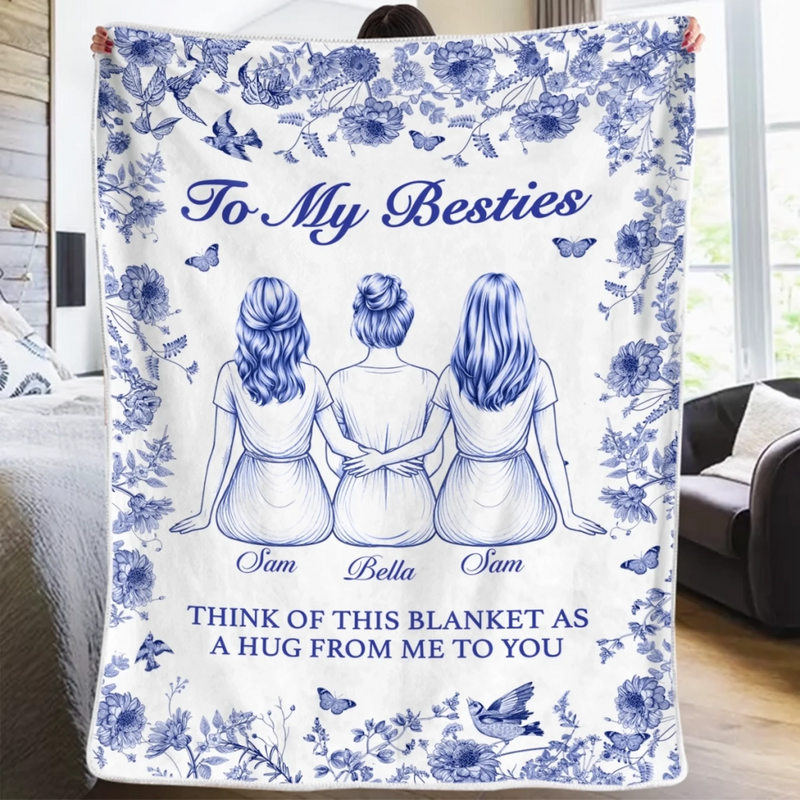 Custom Blanket - Personalized Best Friend Birthday Gifts For Women, Besties, Sisters, BFF - Always Connected By Heart