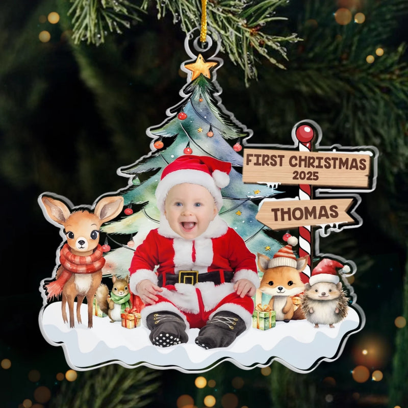 Custom Photo Under The Mistletoe With My Little Bundle Of Joy - Family Personalized Custom Ornament - Acrylic Custom Shaped - Christmas Gift For Baby Kids, Newborn Baby, First Christmas