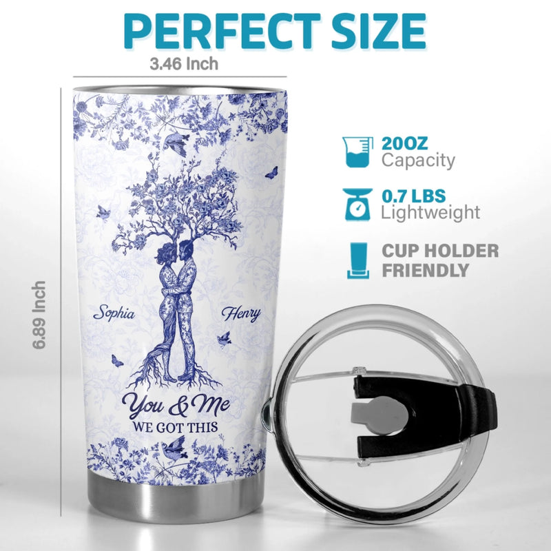 Custom Tumbler - Personalized Anniversary Wedding Gifts For Husband And Wife, Him And Her - Hand In Hand We Thrive