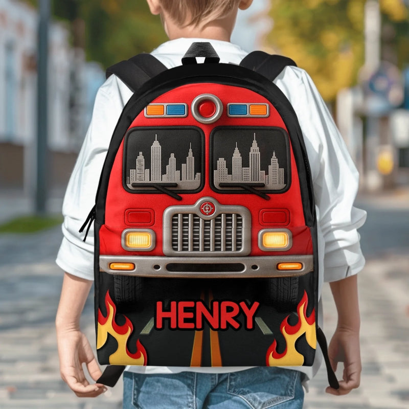 Custom Kids Backpack - Personalized Back To School Gifts For Kids - Racing To Save The Day