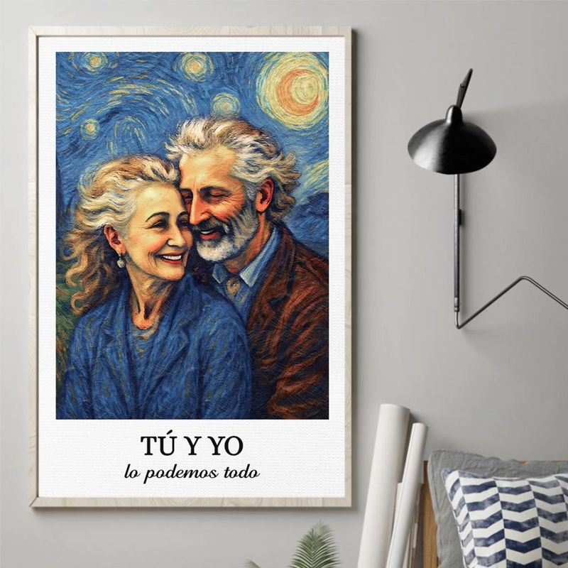 Poster Vertical con Foto Personalizada - Regalos Personalizados de Aniversario y Boda para Esposo y Esposa, El y Ella - Contigo Todo Es Mejor