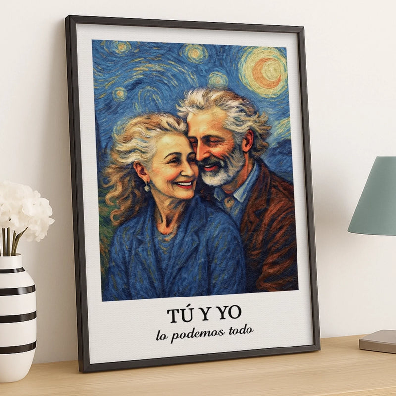 Poster Vertical con Foto Personalizada - Regalos Personalizados de Aniversario y Boda para Esposo y Esposa, El y Ella - Contigo Todo Es Mejor