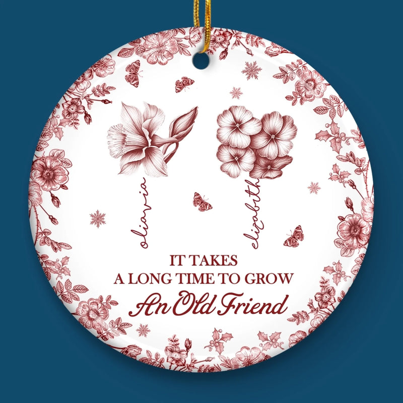 Custom Ceramic Ornament - Personalized Best Friend Birthday Gifts For Women, Besties, Sisters, BFF - True Friendship Grows With Time