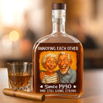 Custom Photo Funny Caricature Whiskey Bottle - Personalized Anniversary Wedding Gifts For Couple, Husband, Wife - Oldie But Goodie Duo